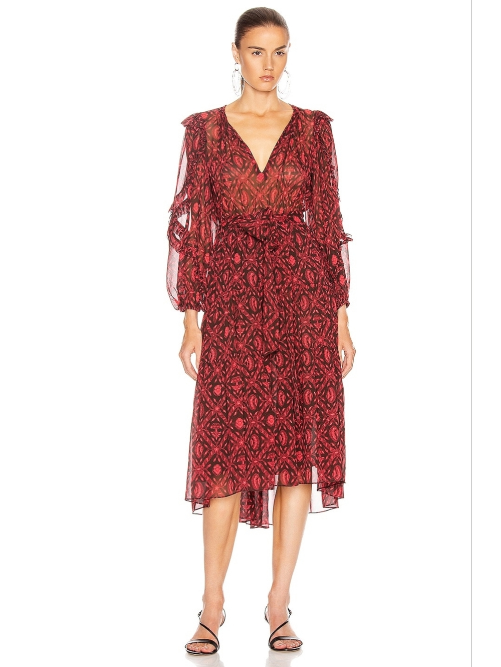 NWT Ulla Johnson Aliya in Fuchsia Diamond Print Silk Chiffon Dress 6 $665 - Picture 2 of 9